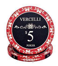 1000pc Ceramic Vercelli Poker Chips/With Acrylic Case & 10 Trays