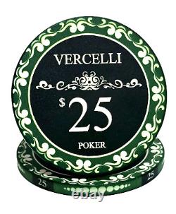 1000pc Ceramic Vercelli Poker Chips/With Acrylic Case & 10 Trays