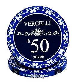 1000pc Ceramic Vercelli Poker Chips/With Acrylic Case & 10 Trays