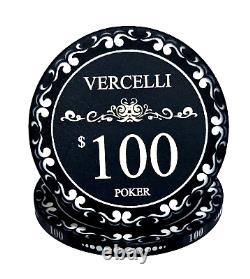 1000pc Ceramic Vercelli Poker Chips/With Acrylic Case & 10 Trays