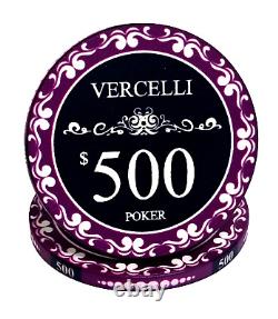 1000pc Ceramic Vercelli Poker Chips/With Acrylic Case & 10 Trays