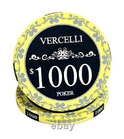 1000pc Ceramic Vercelli Poker Chips/With Acrylic Case & 10 Trays