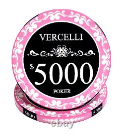 1000pc Ceramic Vercelli Poker Chips/With Acrylic Case & 10 Trays