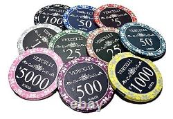 1000pc Ceramic Vercelli Poker Chips/With Acrylic Case & 10 Trays