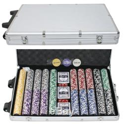 1000pcs Gambling Hold'em Casino Size Chip Dice Poker Chip Set with Aluminium Case