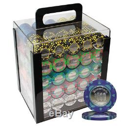 1000pcs Monte Carlo Coin Inlay Poker Chips Set Acrylic Case