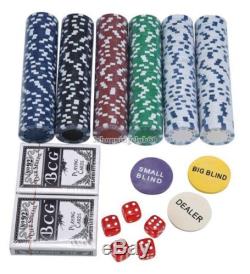 11.5g Poker Dice Chip Set +2 decks of playing cards 300 Chips in Aluminum Case