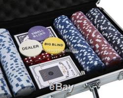 11.5g Poker Dice Chip Set +2 decks of playing cards 300 Chips in Aluminum Case