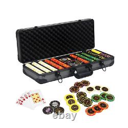 13.5 Gram Clay Poker Chip Set Texas Hold'Em Casino Chips 2 Decks of Cards, Al