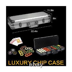 13.5 Gram Clay Poker Chip Set Texas Hold'Em Casino Chips 2 Decks of Cards, Al