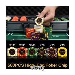 13.5 Gram Clay Poker Chip Set Texas Hold'Em Casino Chips 2 Decks of Cards, Al