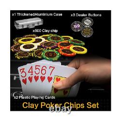 13.5 Gram Clay Poker Chip Set Texas Hold'Em Casino Chips 2 Decks of Cards, Al