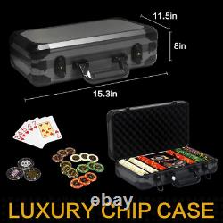 13.5 Gram Clay Poker Chip Set Texas Hold'Em Casino Chips 2 Decks of Cards, Alumi