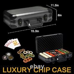 13.5 Gram Clay Poker Chip Set Texas Hold'em Casino Chips 2 Decks of 300 Pce