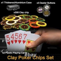 13.5 Gram Clay Poker Chip Set Texas Hold'em Casino Chips 2 Decks of 300 Pce