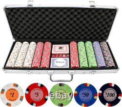 13.5G 500Pc Lucky Horseshoe Clay Poker Chips Set Las Vegas Casino Quality Poke