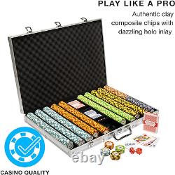 14 Gram 1000 Count Poker Set Monte Carlo 14G Clay Composite Chips with Alumi