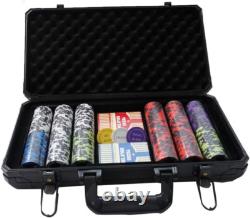 14 Gram 300 Count Poker Set, 14G Clay Composite Chips with Aluminum Case, Two De