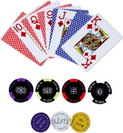 14 Gram 300 Count Poker Set, 14G Clay Composite Chips with Aluminum Case, Two De