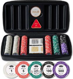 14 Gram Clay Game Poker Chips Set for Texas Hold'Em, 500Pcs, Blank Chips. Leather