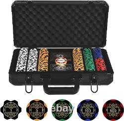 14 Gram Clay Poker Chip Set for Texas Hold'Em, 300Pcs Casino Style Chips, with K