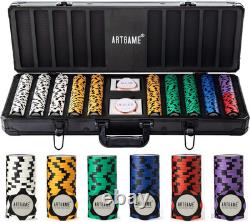 14 Gram Clay Poker Chip Set for Texas Hold'Em, 500Pcs Casino Style Chips, with K