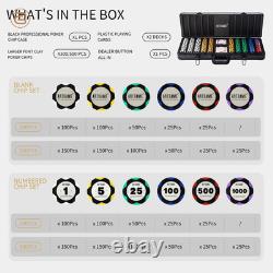 14 Gram Clay Poker Chip Set for Texas Hold'Em, 500Pcs Casino Style Chips, with K