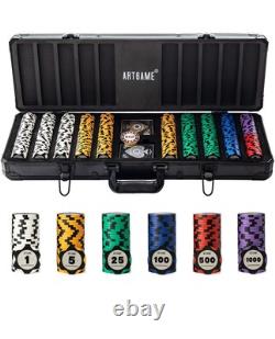 14 Gram Clay Poker Chip Set for Texas Hold'em, 500 Pcs Casino Style Chips, wi