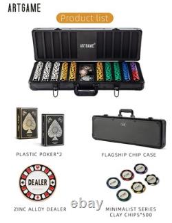 14 Gram Clay Poker Chip Set for Texas Hold'em, 500 Pcs Casino Style Chips, wi
