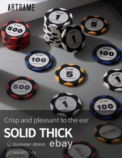 14 Gram Clay Poker Chip Set for Texas Hold'em, 500 Pcs Casino Style Chips, wi
