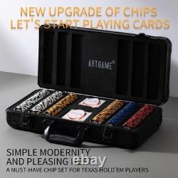 14 Gram Clay Poker Chip Set for Texas Hold'em, 500Pcs Casino Style Chips, wit