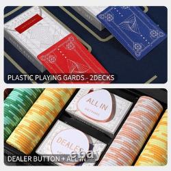14 Gram Clay Poker Chip Set for Texas Hold'em, 500Pcs Casino Style Chips, wit
