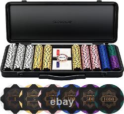 14 Gram Clay Poker Chips Set for Texas Hold'Em, 300 PCS/500 PCS, Blank/Numbered