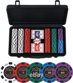 14G Clay Poker Chips Set for Texas Hold'Em, 300 PCS Casino Numbered Chips with H