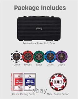 14G Clay Poker Chips Set for Texas Hold'Em, 300 PCS Casino Numbered Chips with H