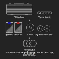 14g Clay Poker Chips Set 300 Pcs Poker Chips 39mm with High-end Aluminum 300pcs