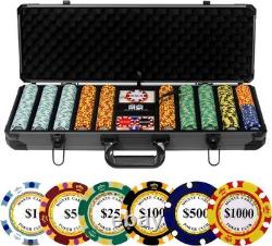 14g Clay Poker Chips Set 500 Chips, Aluminum Case
