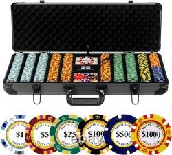 14g Clay Poker Chips Set 500 Chips, Aluminum Case