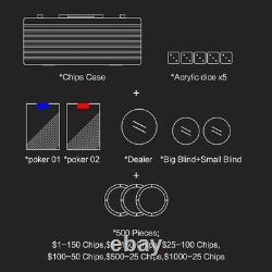 14g Clay Poker Chips Set 500 Chips, Aluminum Case