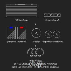 14g Clay Poker Chips Set 500 Chips, Aluminum Case