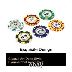 14g Clay Poker Chips Set, 500 Poker Chips, 39mm, with High-end Aluminum Carry