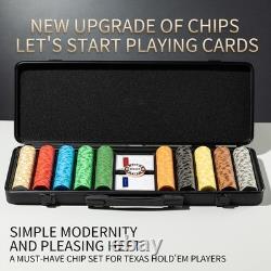 14g Clay Poker Chips Set for Texas Hold'em, 500 PCS Blank Chips with Chip C