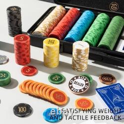 14g Clay Poker Chips Set for Texas Hold'em, 500 PCS Blank Chips with Chip C