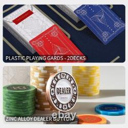 14g Clay Poker Chips Set for Texas Hold'em, 500 PCS Blank Chips with Chip C