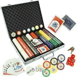 14g Poker Chips Set Casino-Quality Clay Aluminum Case Cards Dice 500