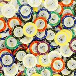 14g Poker Chips Set Casino-Quality Clay Aluminum Case Cards Dice 500
