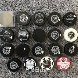 19 Vegas Golden Knights Logo and Poker Chip Puck Set, including GOLD