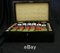 1930's Poker Chip Set, Unique Bakelite Chip Holders