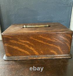 1930s Clay Poker Chip Set Oak Wood Carrying Box Brass Handle WithCard Decks ZODIAC