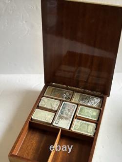 1990s Vintage Poker Gaming Set 50 100 1000 5000 LIRE Chips Handmade Wood Box